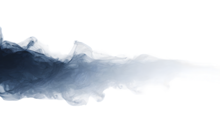 Ethereal blue and white smoke swirls gracefully across a black backdrop, creating a flowing, abstract design element, silhouette, transparent background