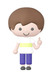 3Dのアドバイスしている男の子のイラスト