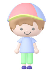 3Dの立って笑っている男の子のイラスト