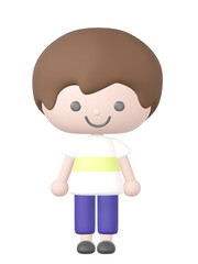 3Dの立って笑っている男の子のイラスト