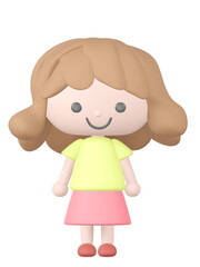 3Dの立って笑っている女の子のイラスト