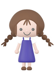 3Dの立って笑っている女の子のイラスト
