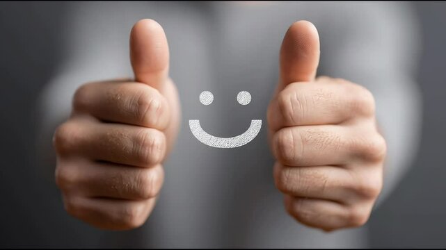 Person's thumb with a smiley face drawing representing positive consumer confidence in spending and engagement. Positive Consumer Confidence and Engagement &ndash; Animated Video Version