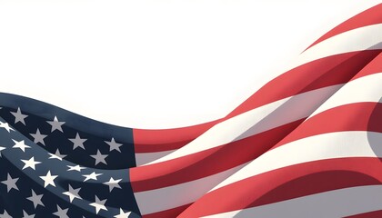 Obraz premium Waving American Flag with Stars and Stripes Against a Clean White Background
