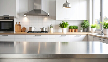 Modern Kitchen Interior with Stylish Appliances and Green Plants