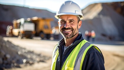 Obraz premium Smiling worker in a quarry