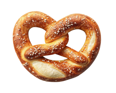Single golden brown pretzel with salt - Powered by Adobe