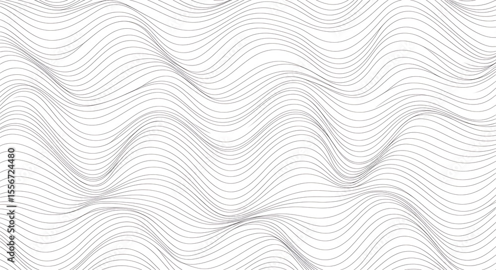 Poster abstract grayscale wave pattern, flowing lines creating a dynamic undulating texture.