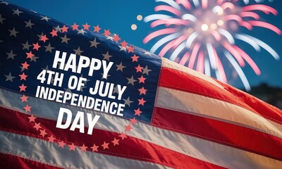 Happy 4th of july independence day american flag and fireworks