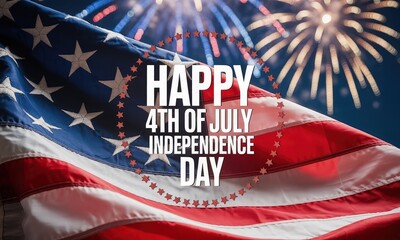 Festive fireworks and american flag 4th of july celebration