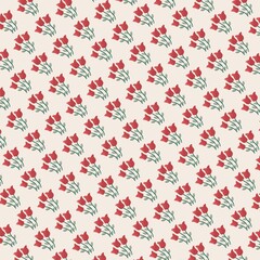 seamless pattern with hearts tulips