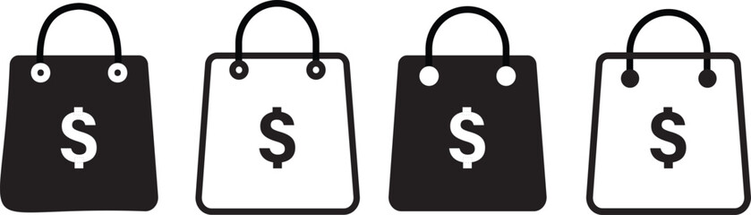 Adobe Ishopping bag with dollar icon set.shopping bag icon,purchasing power financial,bag icon for illustration,
llustrator Artwork