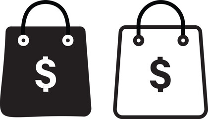 Adobe Ishopping bag with dollar icon set.shopping bag icon,purchasing power financial,bag icon for illustration,
llustrator Artwork
