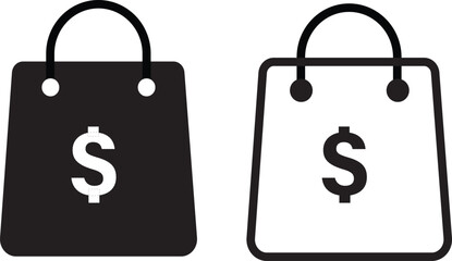Adobe Ishopping bag with dollar icon set.shopping bag icon,purchasing power financial,bag icon for illustration,
llustrator Artwork