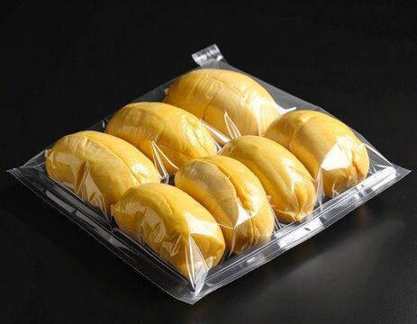 durian filling in plastic bag - black background