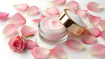 cream for the skin nestled among rose petals