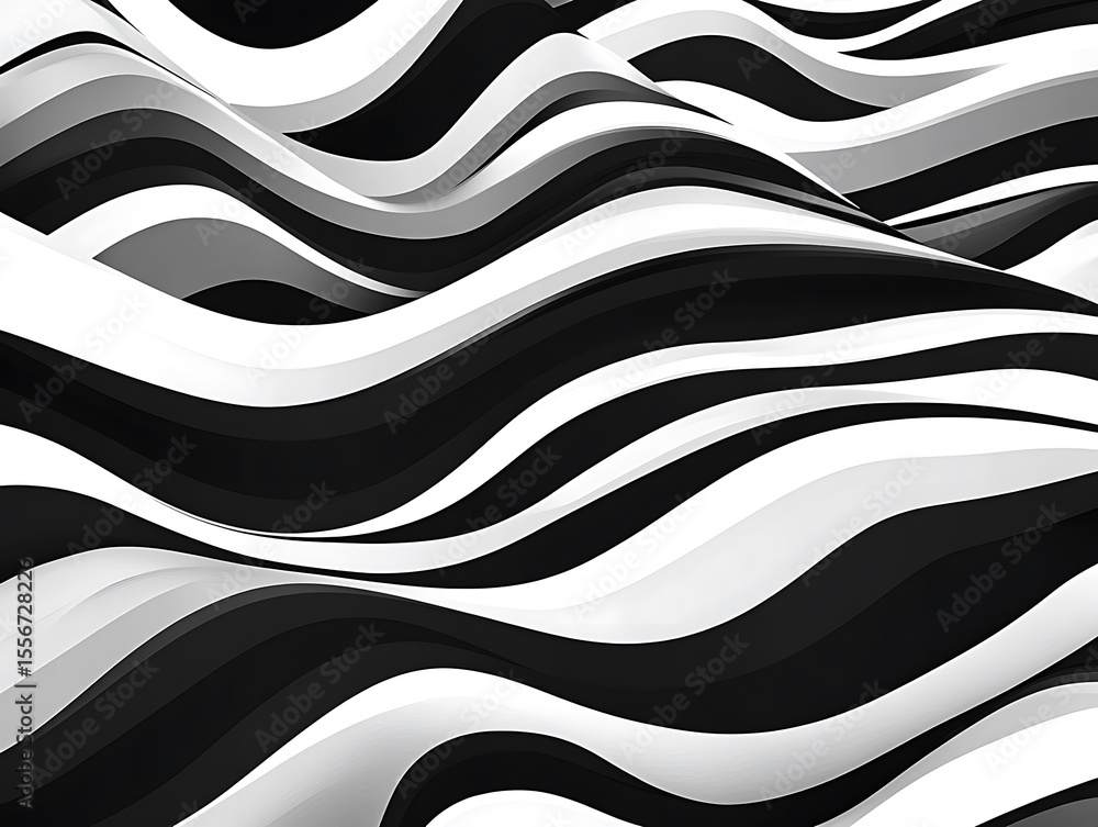 Poster abstract black and white wavy pattern background with smooth texture