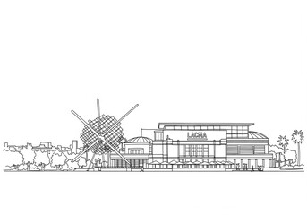 Los Angeles County Museum of Art (LACMA) in Los Angele one line drawing