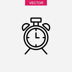 alarm clock icon, vector flat black linear illustration for web and app..eps