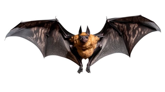 Realistic Close-Up Image of a Bat in Flight Displaying Wings and Facial Features in High Definition