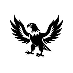 Illustration of a black eagle with wings spread wide