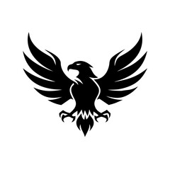 Obraz premium Stylized black eagle with wings spread open design