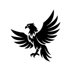 A black silhouette of an eagle with spread wings art