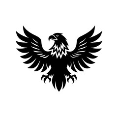 Stylized black eagle with outstretched wings illustration