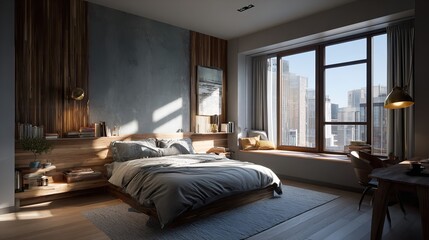 Hotel Bedroom Interior in the Morning


