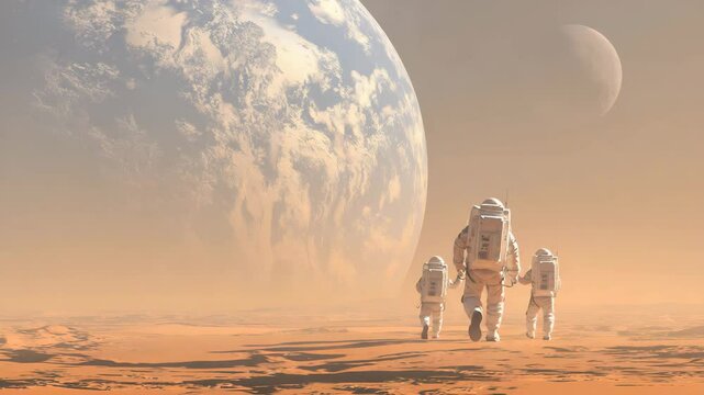 惑星に降り立った人類の家族