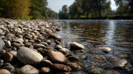 River stones and water