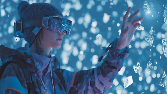 バーチャルな世界に没入する女性