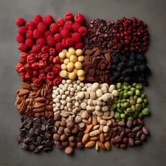 Assorted nuts seeds berries and dried fruits