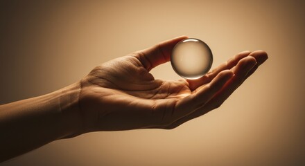 Cupped hand posed as if holding a round object, but empty