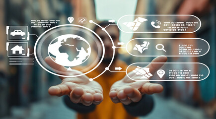 Digital Transformation Concept with Global Connectivity and Technology Interface Represented by...