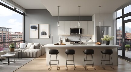 Serene Modern Kitchen Interior Filled With Natural Light