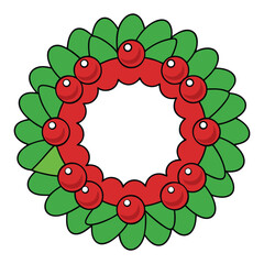 A festive Christmas holly ornamental frame adorned with vibrant red berries and glossy green leaves, perfect for seasonal greetings and holiday decor accents.
