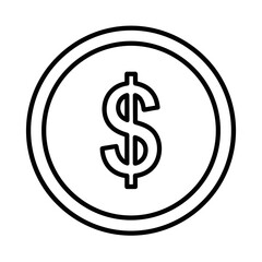 Obraz premium Dollar coin line icon