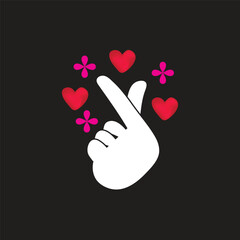 Obraz premium love finger image vector illustration of hand gesture forming a small heart by crossing the thumb and index finger