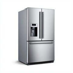 Modern Stainless Steel Refrigerator with Water Dispenser and Ice Maker
