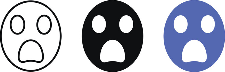 Fototapeta premium Sad emoji face icon vector illustration in outline black and blue color for social media design 100 editable vector illustration with png format