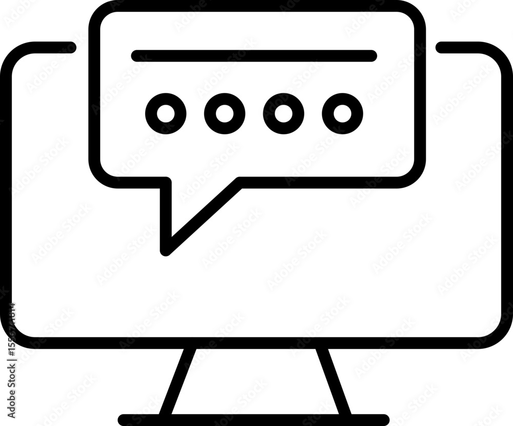 Fototapete computer monitor screen chat message communication technology digital online icon symbol outline int