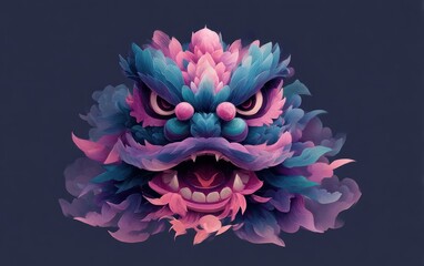 Vibrant dragon face design