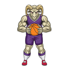 basketball mascot ram vector illustration ram basketball design