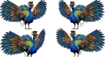 Obraz premium Steampunk peafowl design illustration