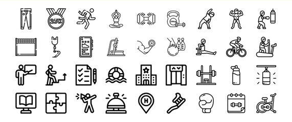 Black and White Fitness Icons Exercise Equipment Activities Collection