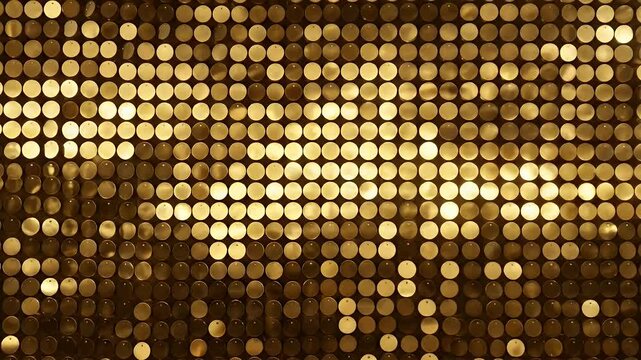 Gold shimmering circles create an evenly distributed pattern over the dark background