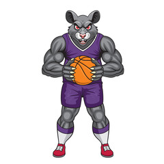 basketball mascot rat vector illustration rat basketball design