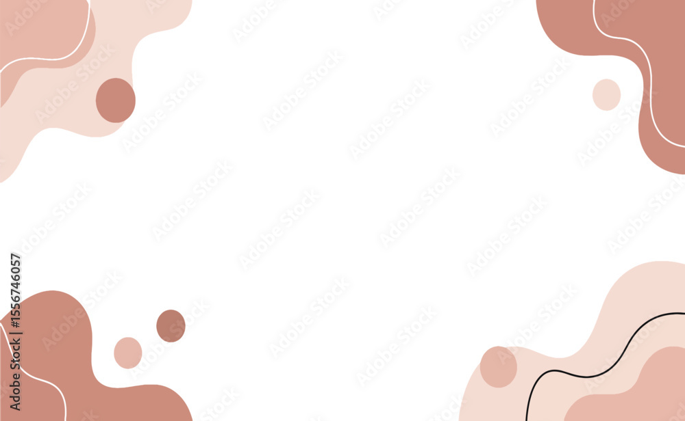 Poster abstract background featuring organic shapes and lines in shades of brown and beige, creating a mini