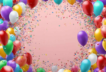 Colorful Balloons and Confetti Celebration Background Festive Party Design